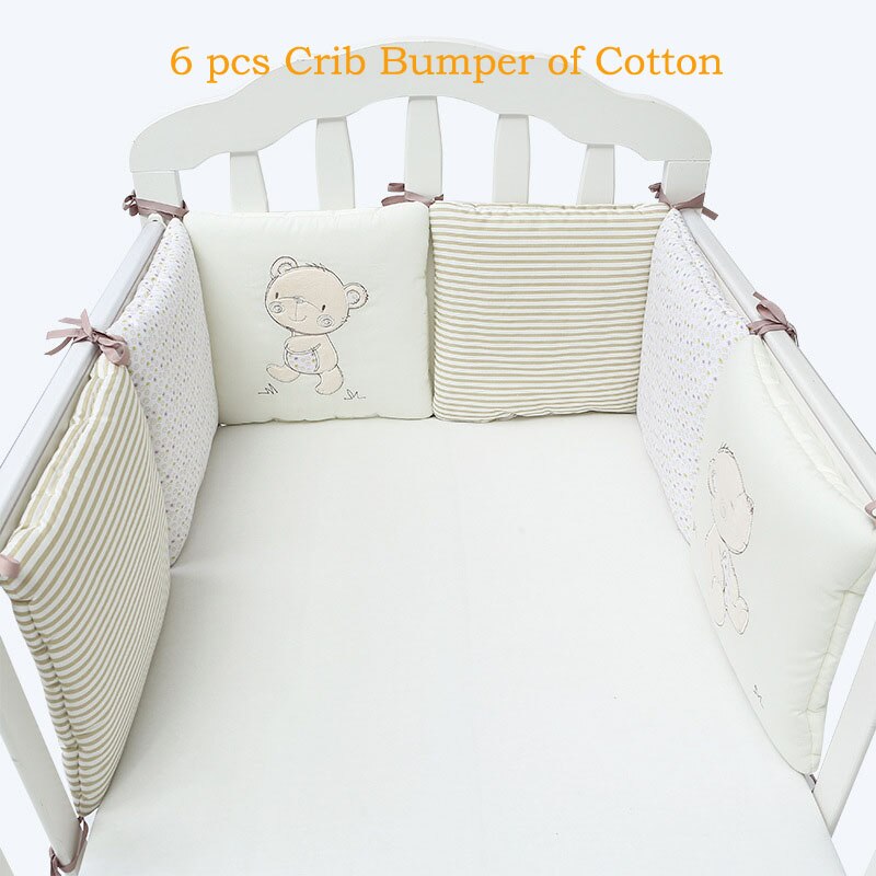 6 Pcs/Set Children Infant Crib Bumper Bed Protector Baby Kids Cotton Cot Nursery for Bear Bumper Boy And Girl Bedding Plush